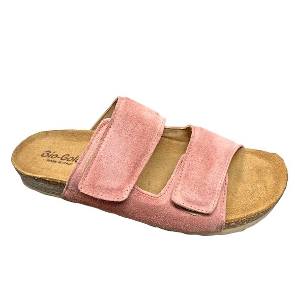 Bio Gold Blush Suede Double Padded Strap‎ Foot Bed Sandal Slides - Picture 4 of 13